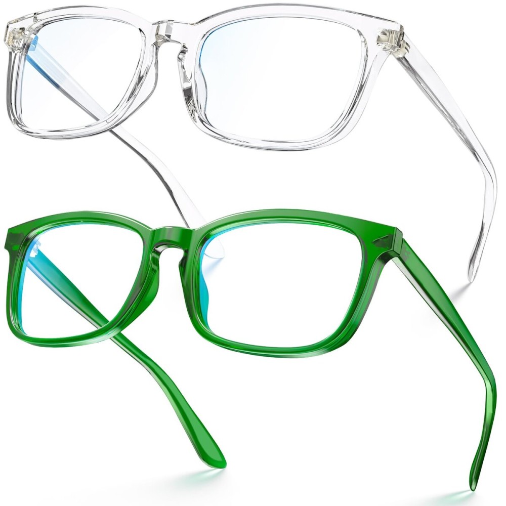 VISOONE 2 Pack Blue Light Blocking Glasses Square with Anti Computer Glare for Gaming Women and Men