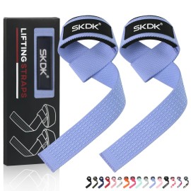SKDK Cotton Hard Pull Wrist Lifting Straps Grips Band-Deadlift Straps with Neoprene Cushioned Wrist Padded and Anti-Skid Silicone - for Weightlifting, Bodybuilding, Xfit, Strength Training