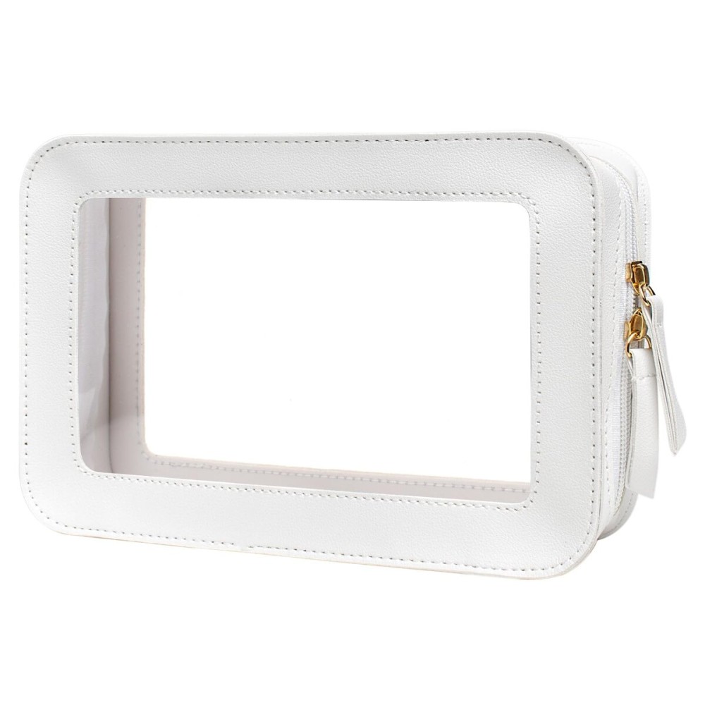 LETGO Clear Makeup Bags, TSA Approved Toiletry Bag with Zipper, Transaparent Makeup Organizer Fit Carry-on Travel Essentials,Clear Cosmetic Bags for Women Men (O-Beige)