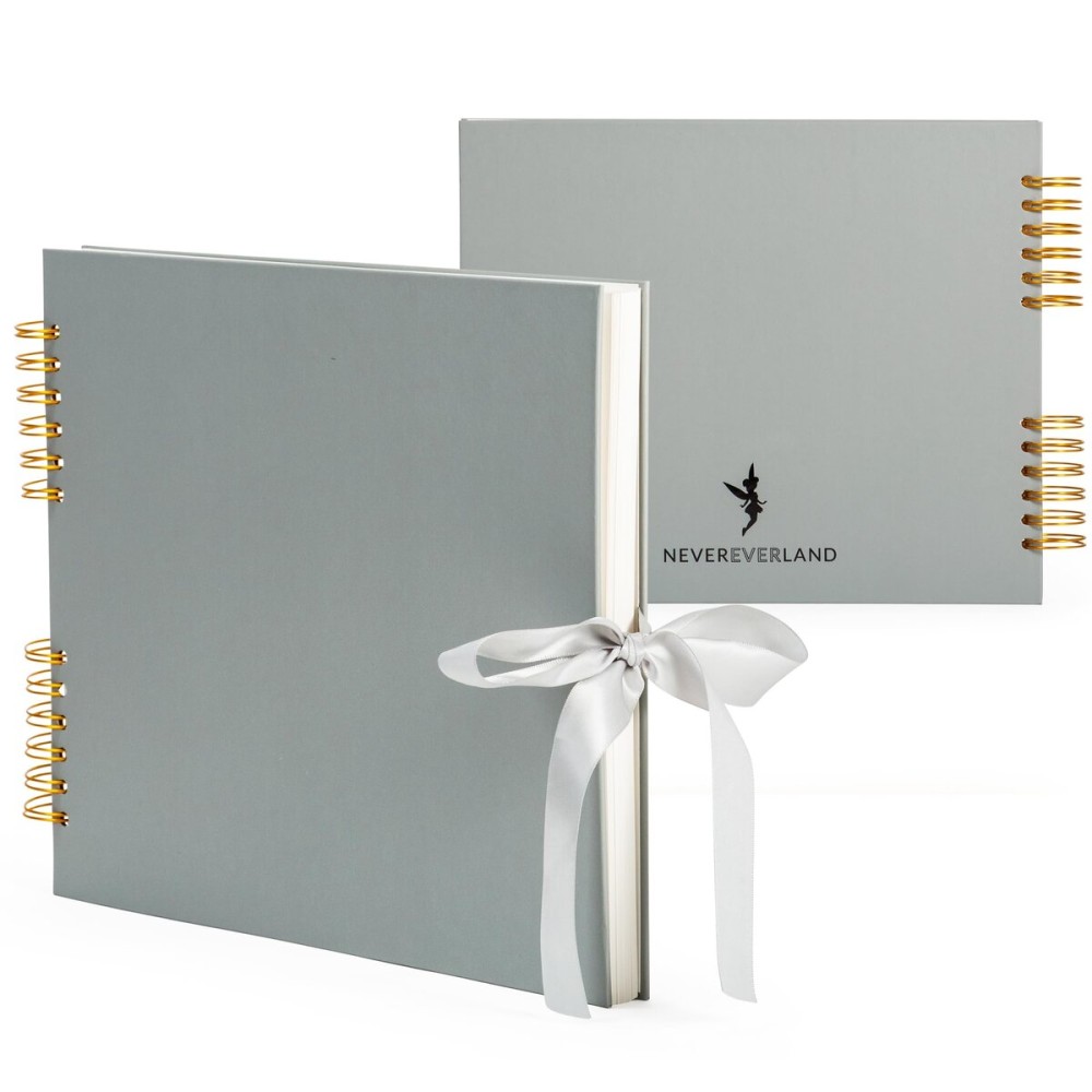 Never Ever Land Scrapbook Album - 12x10 Grey Scrap Book. Scrapbooking Supplies, Memory Book, Wedding Guest Book, Photo Album, Baby Shower Gifts, Valentines, Engagement Gifts, and Anniversary