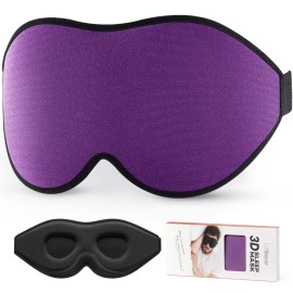 LitBear Sleep Mask for Side Sleeper Women Men, Eye Mask for Sleeping Light Blocking, 3D Contoured Cup Sleeping Mask, Soft Breathable Sleep Eye Mask with Adjustable Elastic Strap for Flight Nap