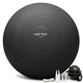 YOTTOY Anti-Burst Exercise Ball for Working Out, Yoga Ball for Pregnancy,Extra Thick Workout Ball for Physical Therapy,Fitness with Pump (Black)