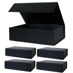 Aimyoo Galaxy Black Magnetic Gift Boxes with Lids 10.5x7x3 in, Medium Bridesmaid Groomsman Proposal Box, Rectangle Collapsible Box for Present Graduation Birthday Storage 5 Pack