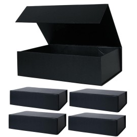 Aimyoo Galaxy Black Magnetic Gift Boxes with Lids 10.5x7x3 in, Medium Bridesmaid Groomsman Proposal Box, Rectangle Collapsible Box for Present Graduation Birthday Storage 5 Pack