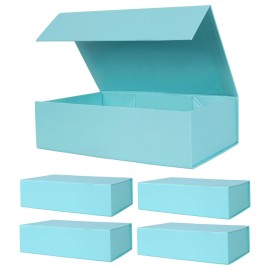 Aimyoo Blue Magnetic Gift Boxes with Lids 10.5x7x3 in, Medium Bridesmaid Groomsman Proposal Box, Rectangle Collapsible Box for Present Graduation Birthday Storage 5 Pack