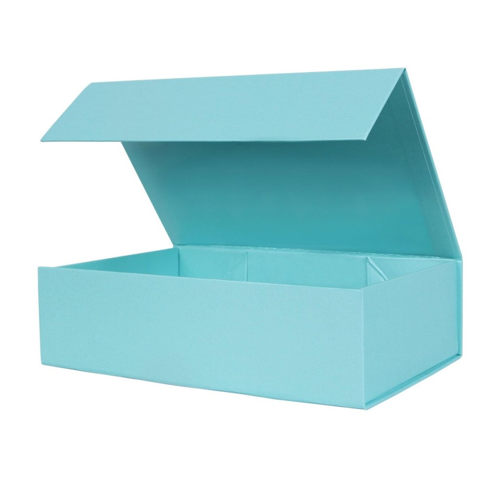Aimyoo Blue Collapsible Gift Box with Magnetic Closure Lids 10.5x7x3 in, Medium Bridesmaid Groomsman Proposal Boxes, Rectangle Present Box for Graduation Birthday Storage (1 Pack)