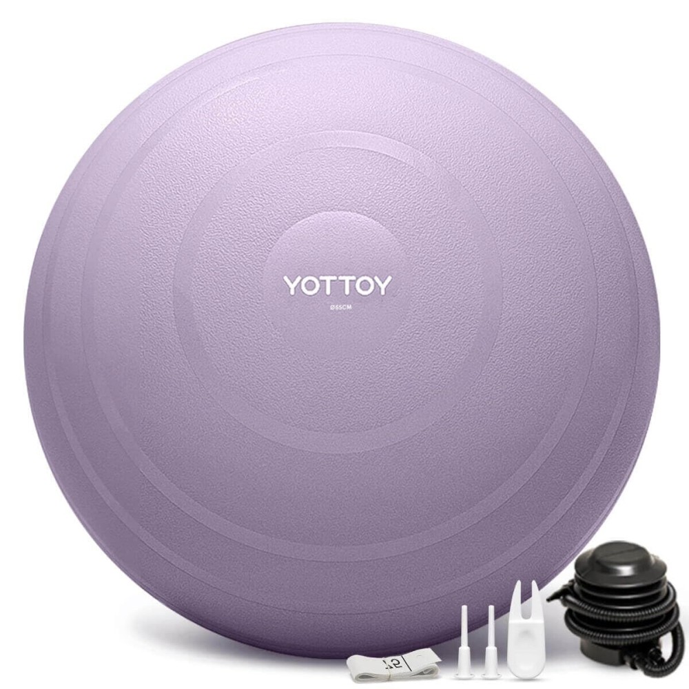 YOTTOY Anti-Burst Exercise Ball for Working Out, Yoga Ball for Pregnancy,Extra Thick Workout for Physical Therapy,Stability Ball for Chair Fitness with Pump (Purple)