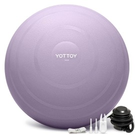 YOTTOY Anti-Burst Exercise Ball for Working Out, Yoga Ball for Pregnancy,Extra Thick Workout for Physical Therapy,Stability Ball for Chair Fitness with Pump (Purple)