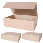 Aimyoo Gold Collapsible Gift Box with Magnetic Closure Lids 13.8x9x4.3 in, Bridesmaid Groomsmen Proposal Box, Large Rectangle Box for Present Graduation Storage 3 Pack