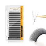 NAGARAKU 3D W Shape Eyelash Extension Supplies Natural Soft Volume 0.07mm L curl 8mm Premade Fans Faux Mink Matte Black Cluster Easy Fanning False Lashes