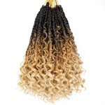 Beverlee 10 Inch 8 Packs Boho Box Braids Goddess Box Braids Crochet Hair Bohemian Hippie Braids Braiding Hair Box Braids with Curly Ends Messy Pre-looped Synthetic Crochet Hair for Black Women