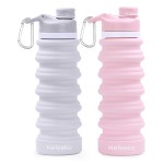 Nefeeko Collapsible Water Bottle, 2 Pack 26oz Silicone Foldable Water Bottles Leakproof BPA Free Travel Water Bottles with Carabiner, Portable Sport Water Bottles for Hiking Outdoor Indoor Sport