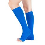 LIN PERFORMANCE 20-30 mmHg Medical Compression Socks for Women and Men Knee High Open Toe Stockings Varicose Vein Swollen legs (XXL,Blue)