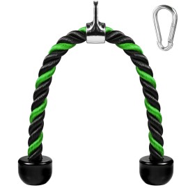 AWEFRANK Triceps Rope Cable Attachment Gym Pull Down Rope, 27 & 36 Inch with 4 Colors, Easy to Grip & Non-Slip Cable Machine Pull Down Rope for Gym Workout Exercise (Green)