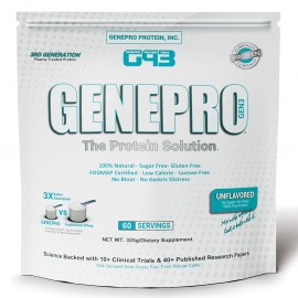 GENEPRO GEN. 3 Unflavored Protein Powder - New Formula - Lactose-Free, Gluten-Free, & Non-GMO Whey Isolate Supplement Shake (3rd Generation, 60 Servings)