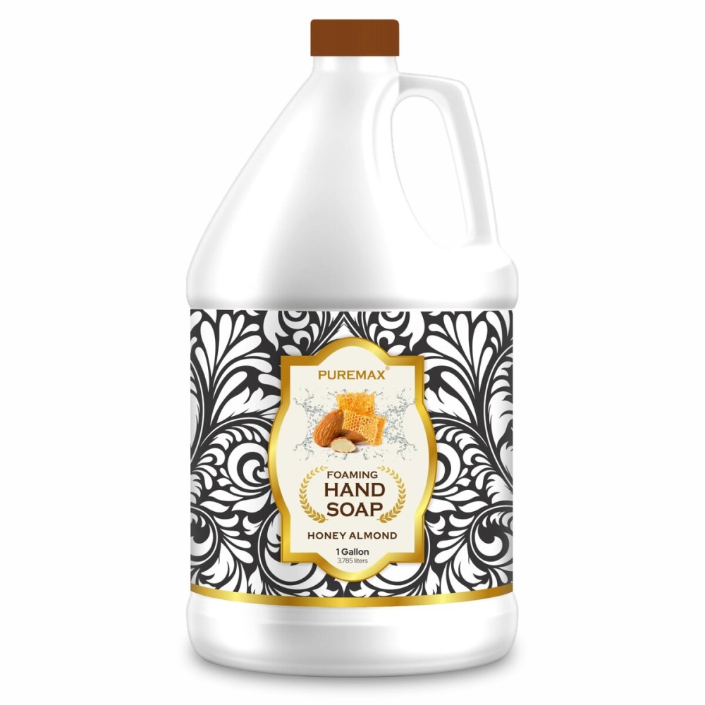 Puremax Foaming Hand Soap Refills | Honey Almond | Essential Oils | Gentle, Moisturizing Foam | Made in USA | 128 Fl Oz (1 Gallon)