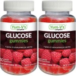 YUM-V\'S Glucose Gummies - Fast Acting Glucose Chewable Gummies - Great Tasting - Gluten Free, Vegan, Non-GMO - Berry Natural Flavor - 60 Chewable Gummy for Adults & Kids (Pack of 2)