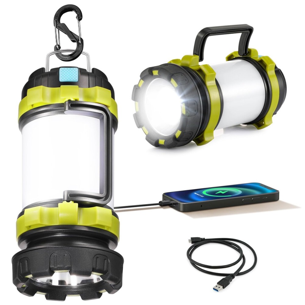 LED Camping Lantern Flashlight Rechargeable(Pack of 1), Consciot Portable Torch with 6 Light Modes, 3600mAh Power Bank, IPX4 Waterproof, USB C, Camping Lights for Hurricane, Emergency, Survival Kits