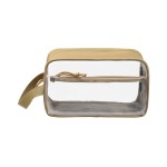 TACTICISM Clear Toiletry Bag for Men - Large Capacity Travel Bag with Handle, See Through Bag with 2 Pockets, Brown