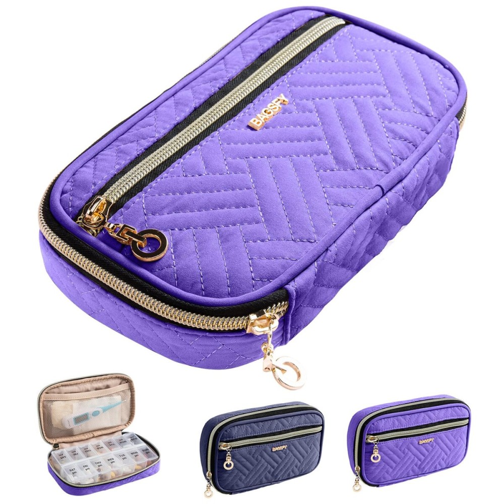 BAGSFY Pill Organizer Case 2 Times a Day- Weekly Medicine Organizer Travel Pill Box with Removable 7 Day Medicine Case Container for Fish Oil, Vitamin, Supplement