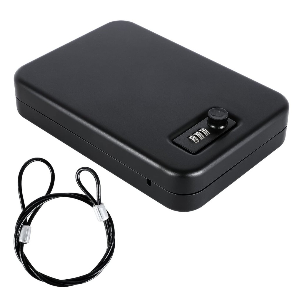Dalmbox Gun Safe for Pistols X Large, 11 x 7 x 3 Inches, Handgun Lock Box with Combination Lock Portable Travel Pistol Safe for Car, Home, Travel,X-Large,11 x 7 x 3 inches,0.13 Cubic Feet