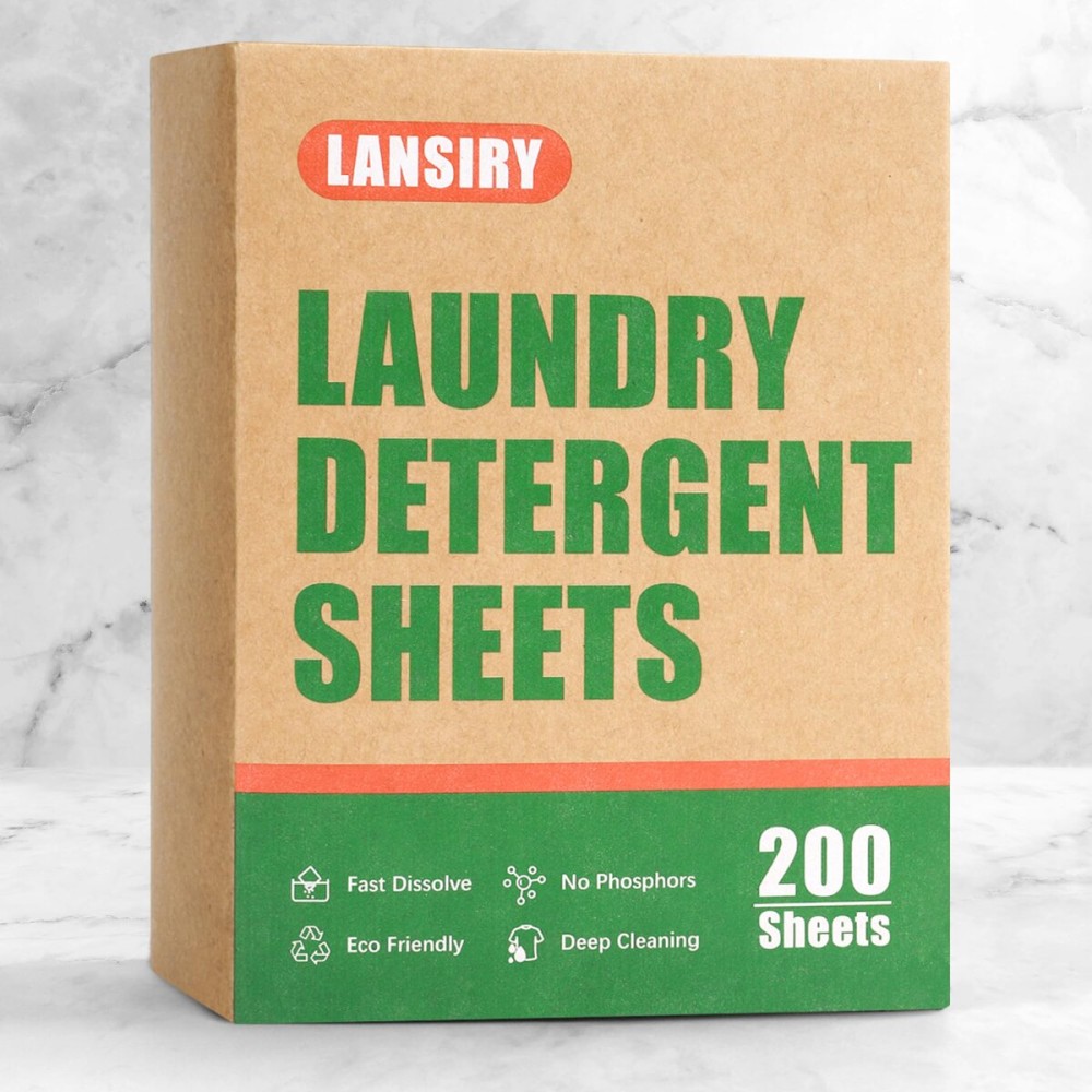 LANSIRY Laundry Detergent Sheets - 200 Loads, Fragrance Free, Eco-Friendly, Hypoallergenic, Portable, Save Space and Travel
