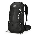 Esup 50L Camping Hiking Backpack Men with rain cover 45l+5l Lightweight Backpacking Backpack Travel Backpack (Black New)