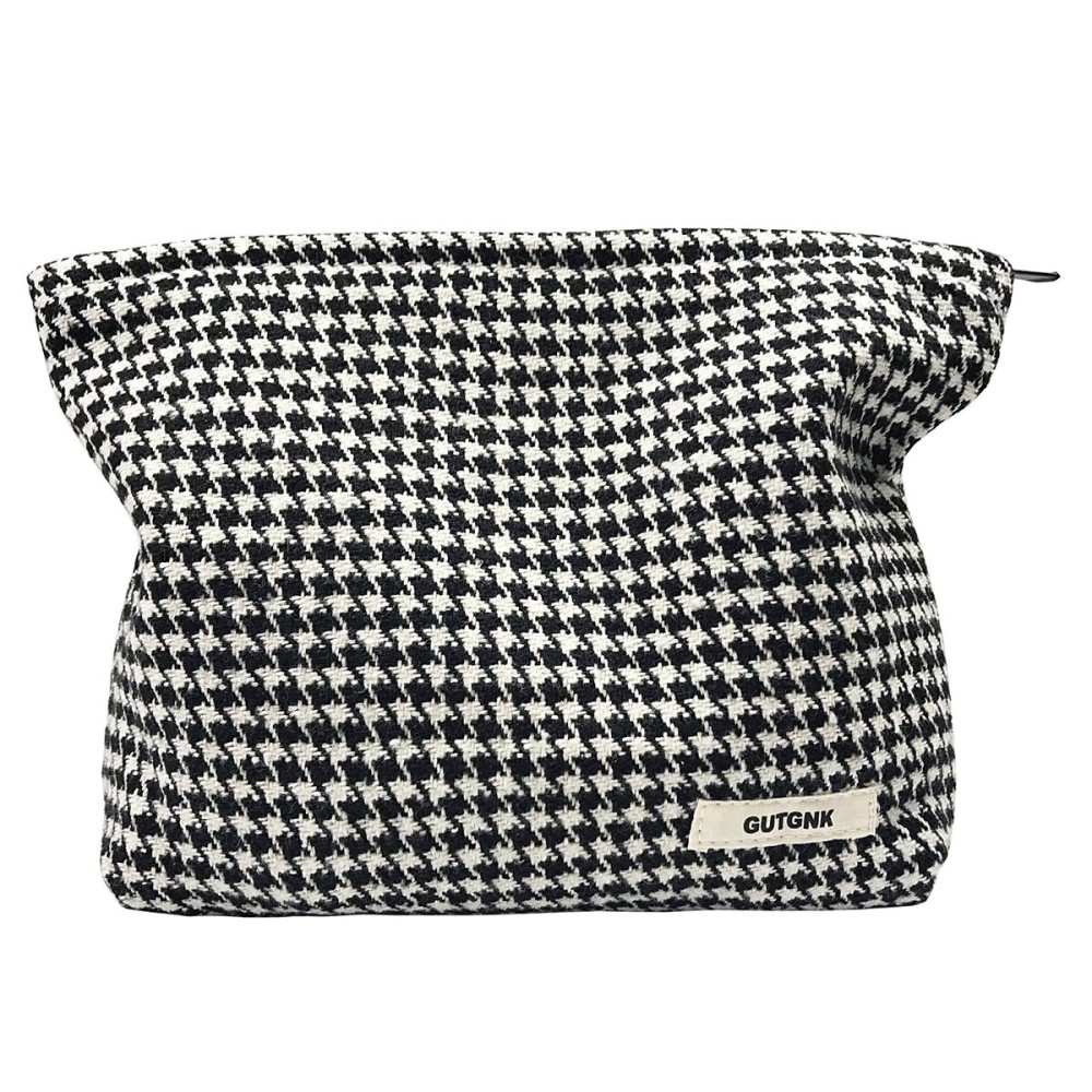 GUTGNK Women\'s Houndstooth Travel Bag - Small, Zipper, Skin Care & Cosmetics Change Bag