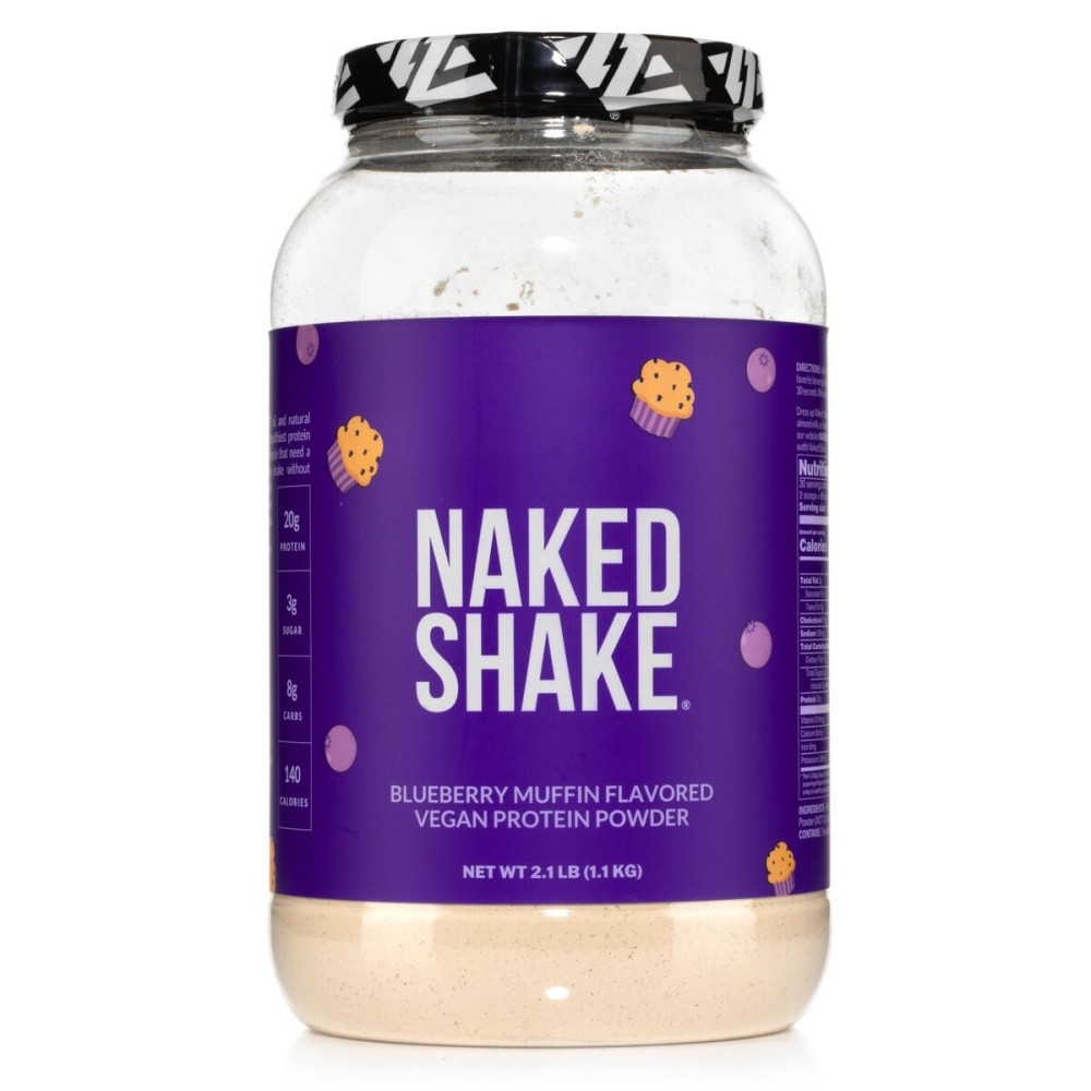 NAKED Shake - Blueberry Muffin Protein Powder - Flavored Plant Based Protein from US & Canadian Farms with MCT Oil, Gluten-Free, Soy-Free, No GMOs or Artificial Sweeteners - 30 Servings