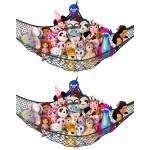Lilly\'s Love Large Stuffed Animal Hammock | Corner Hanging Organizer, Toy Storage, Stuffed Animal Storage Net | Made from Quality Fishing Net, Holds 12lbs | 79x63x63 (Black, 2 Pack)
