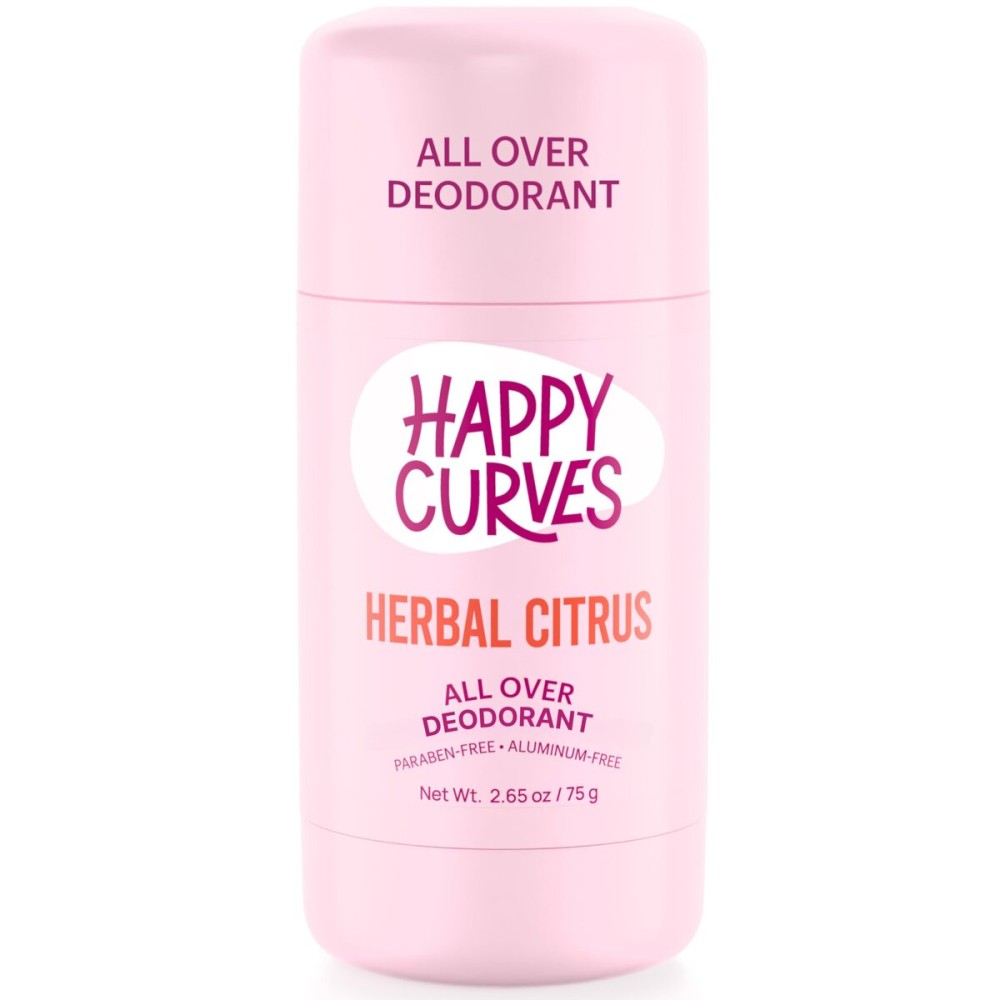 HAPPY CURVES Whole Body Deodorant for Women - Aluminum-Free - Sensitive Skin Invisibile All Day Layer of Full Body Protection for Odor Control Only (2.65 Ounce (Pack of 1), Herbal Citrus)