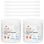 HOMEFOX Cotton Swabs Spiral Slim - 400 Count Organic Cotton Buds Double Side Tightly Wrapped Cotton Tips Paper Stick Soft Gentle Lint-Free Cruelty-Free, Round & Spiral (White)