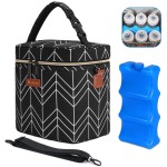 Mancro Breastmilk Cooler Bag, Insulated with Ice Pack, Fits 6 Baby Bottles Up to 9 Oz with On-The-Go Strap, Perfect for Nursing Moms and Daycare, Black Wave
