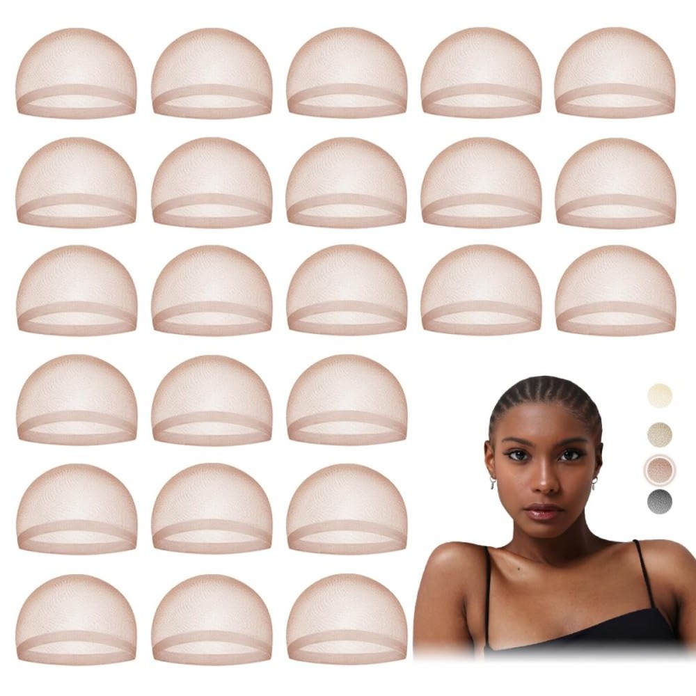 MYKURS HD Wig Cap for Women Lace Front, Transparent Bald Cap for Wigs, Dark Brown 24 PCS