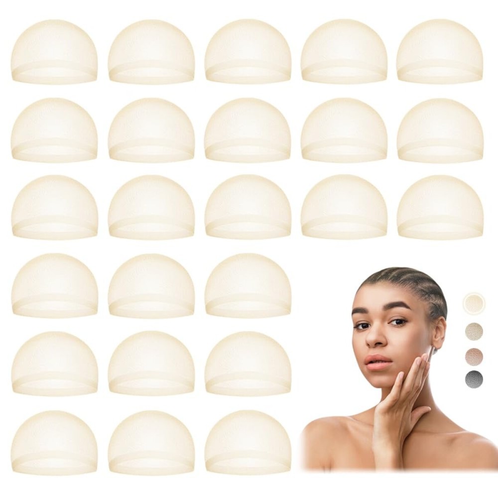 MYKURS HD Wig Cap for Women, Transparent Bald Cap for Lace Front Wigs, Beige 24 PCS