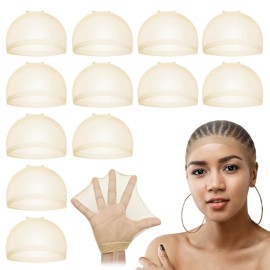 Dreamlover HD Wig Caps for Women, Hair Cap for Lace Front Wigs, Suitable for Bald Head, Cosplay, Beige, 12 Pieces
