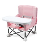 PandaEar Portable Baby Seat Travel| Compact Fold with Straps for Indoor/Outdoor Use| Great for Camping, Beach, Lawn |Toddlers, Kids, Boys, Girls (Pink)