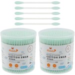 HOMEFOX Green Cotton Swabs Precision Pointed - 400 Count Pointy Organic Cotton Buds Double Side Tightly Wrapped Cotton Tips Paper Stick Soft Gentle Lint-Free Cruelty-Free, Pointy & Round (Green)