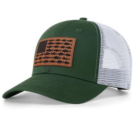 Naicissism American Fish Flag Trucker Hat, Fishing Gifts for Men, Outdoor Snapback Fishing Hat Perfect for Fishing and Daily Use