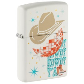 Zippo Howdy Cowboy White Matte Pocket Lighter