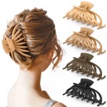 OPAUL Hair Clips for Thick Hair, 4 Pack - Extra Large Hair Claw Clips for Women, 4.75 Hair Accessories for Women Girls Gifts, Neutral 4 Colors: Blonde, Caramel, Chestnut, Black