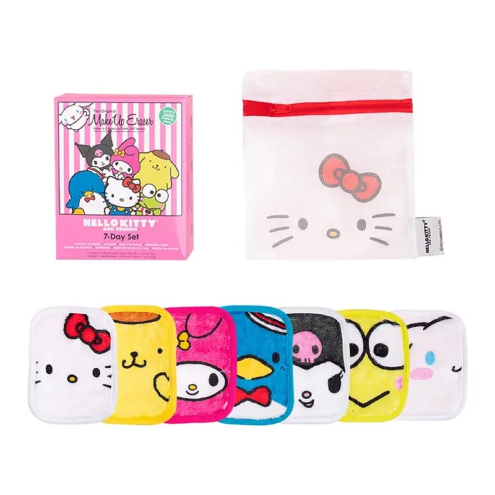 The Original Makeup Eraser 7-Day Set, Erase All Makeup with Just Water, Including Waterproof Mascara, Eyeliner, Foundation, Lipstick, Sunscreen, and More! (Hello Kitty and Friends), 7ct.