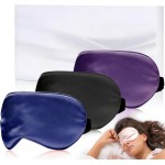 Sleep Mask Silk Eye Mask for Sleeping, Super Soft Blackout Eye Mask for Women Men, Adjustable Straps, Suitable for Travel, 3 Pack, Black-Purple-Navy