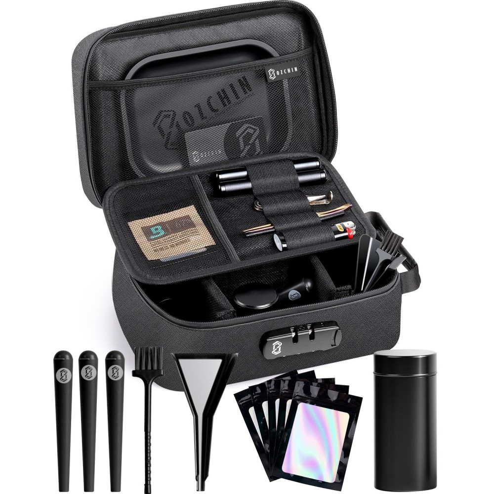 OZCHIN Large Smell Proof Bag with Combination Lock Odor Proof Lock Box Travel Storage Case Activated Charcoal Bag Great Christmas Gift (Black)