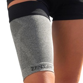 Zensah Thigh Compression Sleeve - Support for Pulled Hamstring, Quad Strain, Groin Compression Wrap for Men and Women (Large, 1 Single - Heather Grey)