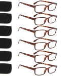 Kerecsen 6-Pack Reading Glasses Blue Light Blocking,Spring Hinge Readers for Men Women,Computer Eyeglasses (6 Tortoise, 1.75, multiplier_x)