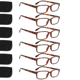 Kerecsen 6-Pack Reading Glasses Blue Light Blocking,Spring Hinge Readers for Men Women,Computer Eyeglasses (6 Tortoise, 2.0, multiplier_x)