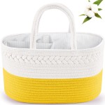 ABenkle Caddy - Premium Cotton Diaper Basket, Nursery Storage Bin and Car Organizer - Yellow