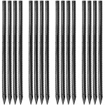 Besitu 16 inches Ground Rebar Stakes (16 pcs) Heavy Duty Metal Spikes for Concrete Timber Garden Plant, Long Straight Steel Stakes for Tent, 3/8 Thickness Ground Anchors with Chisel Point End, Black