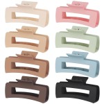 4.1 Inch Large Hair Claw Clips 8 Pcs Rectangle Big Clips for Thick Hair Nonslip Acrylic Banana Jaw Accessories for Women and Girls (Brown Colorful)